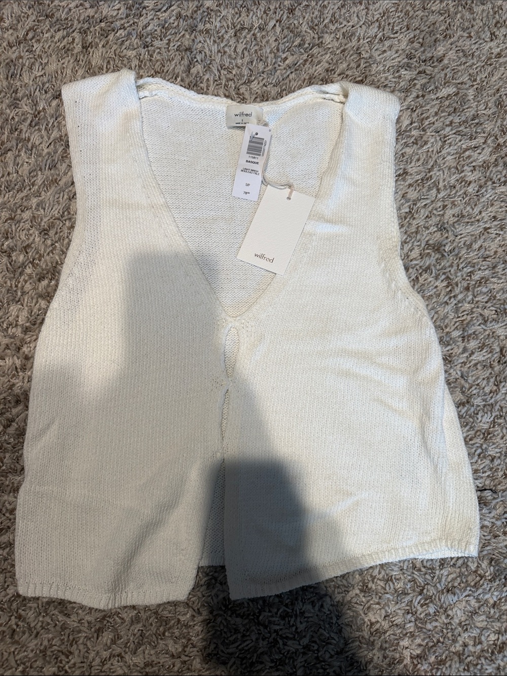 Aritzia Wilfred Ivory V-Neck Knit Tank